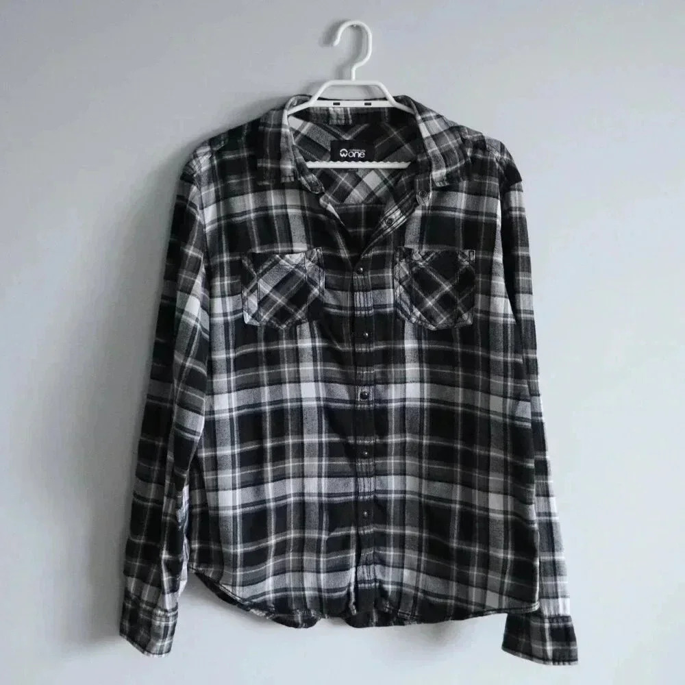 Warehouse‎ One Men's XL Buttoned Plaid Casual Stretch Collared Long Sleeve